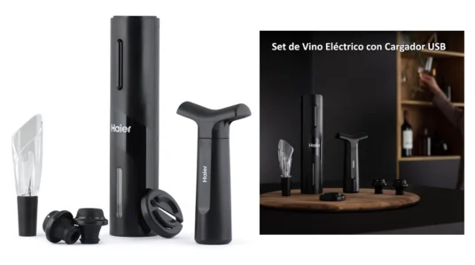 juego de abridor de vino eléctrico recargable Haier con accesorios