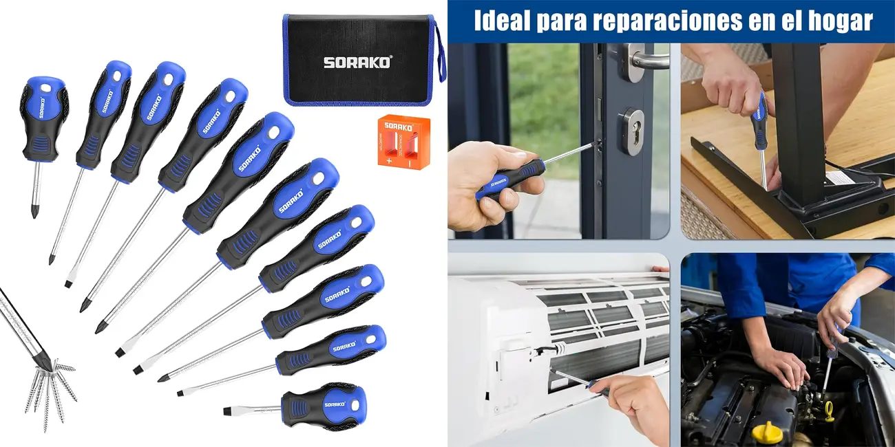 Juego de destornilladores magnéticos SORAKO con estuche