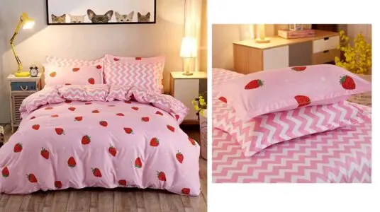 Juego de funda nórdica Homewish diseño fresas barato