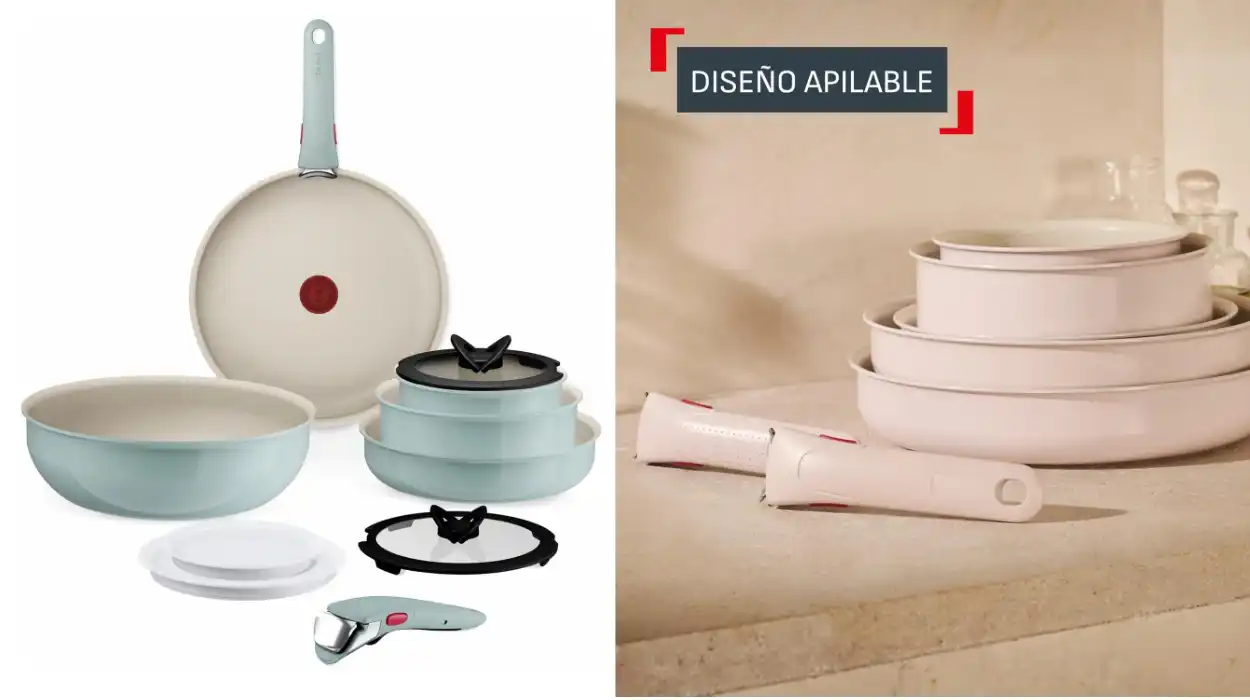 juego de sartenes y cazos Tefal Ingenio Serenity con mangos y accesorios