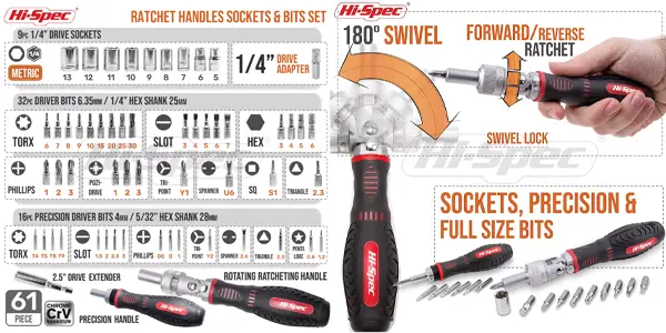 Set de destornillador de 61 piezas Hi-Spec