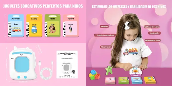  Juguete educativo con 112 tarjetas flash didácticas