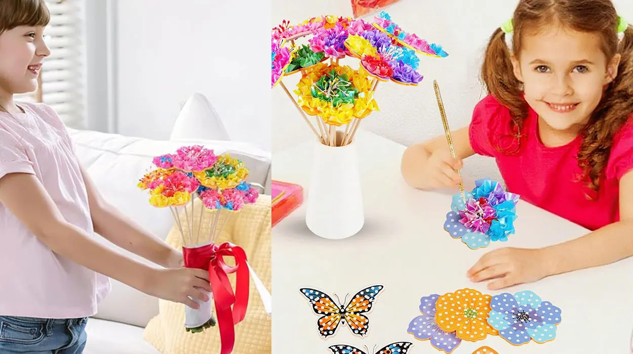 Juego de manualidades florales para niños barato