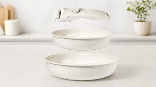 Set de 3 piezas GiPP con sartenes cerámicas y mango desmontable