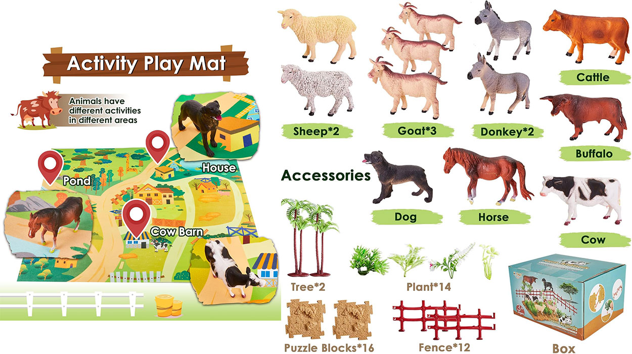 Juego Buyger de figuritas animales realistas de 12 piezas y tablero barato