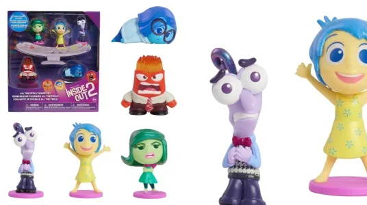 Figuras coleccionables de Inside Out 2 de Disney y Pixar con los sentimientos de Alegría, Tristeza, Ira, Miedo y Asco