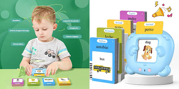 Juguete educativo Montessori con 112 tarjetas flash didácticas y 224 palabras en inglés