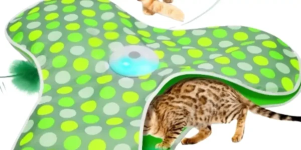 Chollo Juguete interactivo Kory para gatos con manta para escondite y plumas móviles