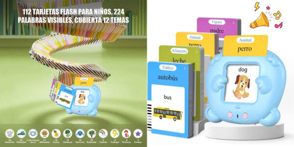 Juguete educativo Montessori con 112 tarjetas flash didácticas