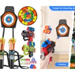 juguetes LED de tiro con arcos luminosos, pistolas, flechas y dianas