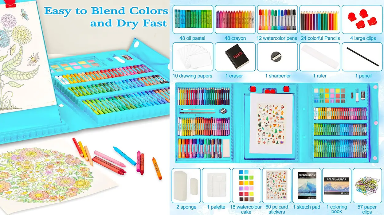 Maletín de pinturas Kinspory de 290 piezas para niños barato