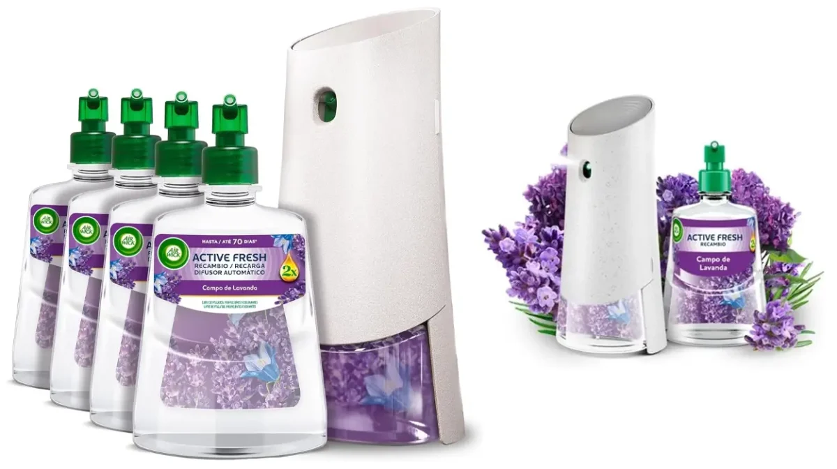 Kit ambientador automático Air Wick Active Fresh Lavanda Difusor + 4 Recambios para 280 días