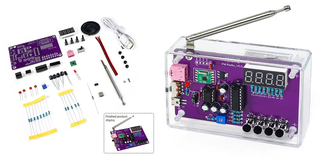 Kit electrónico DIY para construir una radio FM