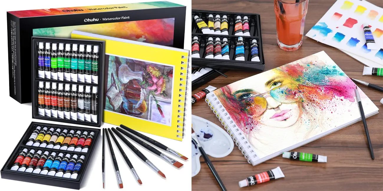 Juego de pintura Ohuhu con 36 acuarelas y cuaderno