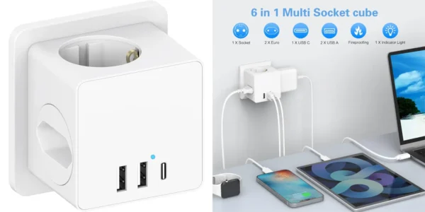 Ladrón de enchufes cubo Septseven 6 en 1