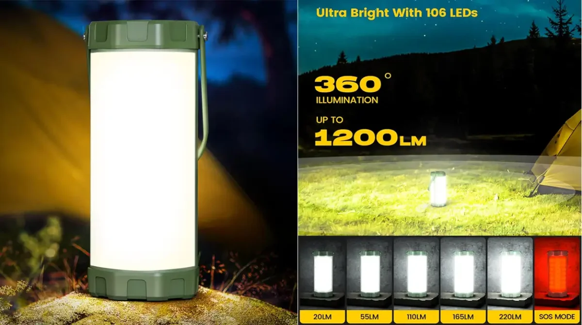 Lámpara de camping Glocusent recargable, impermeable y con un montón de modos de luz