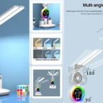 lámpara de mesa LED con reloj y ventilador