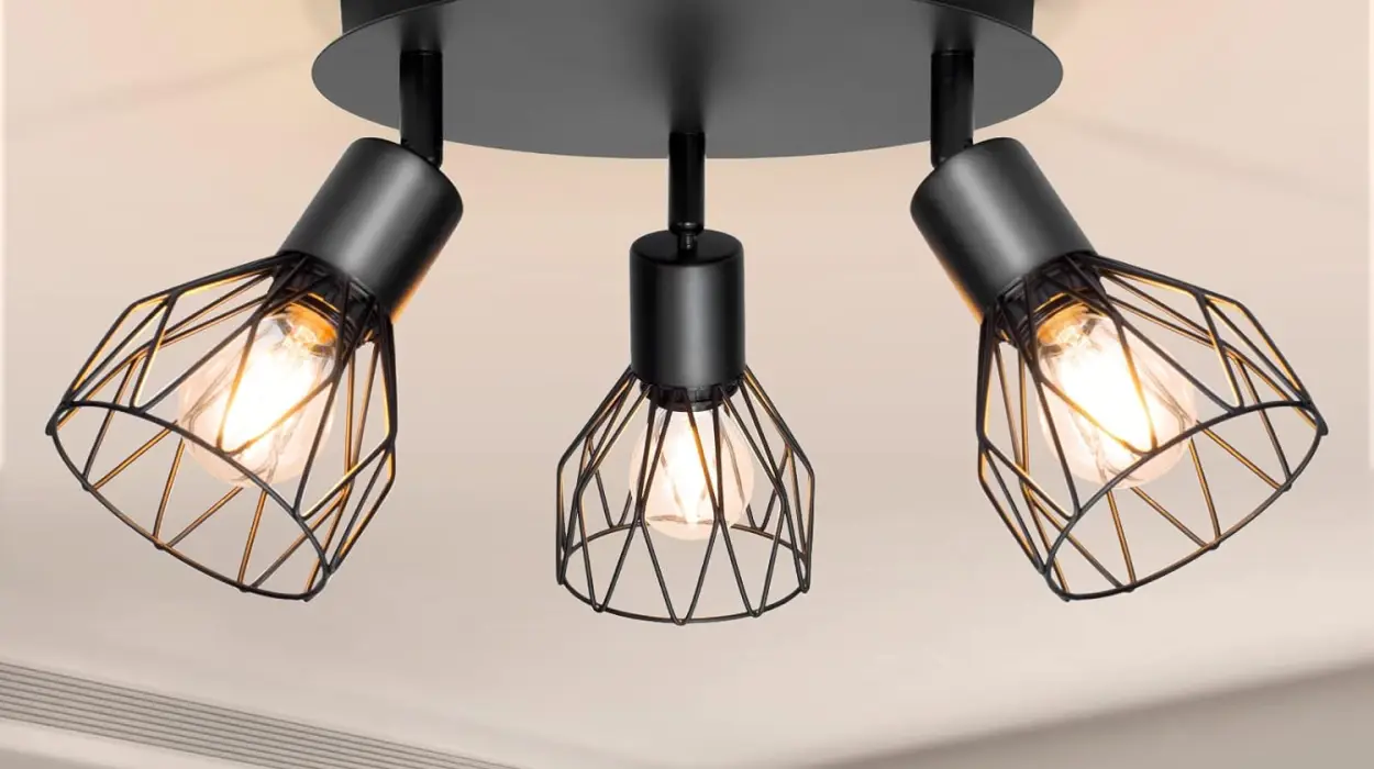 Lámpara de techo Dehobo industrial con 3 focos LED ajustables y giratorios
