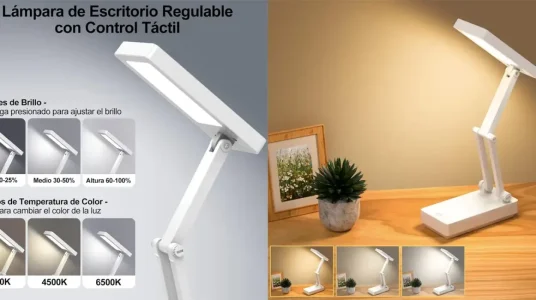 Lámpara LED de escritorio Suright plegable