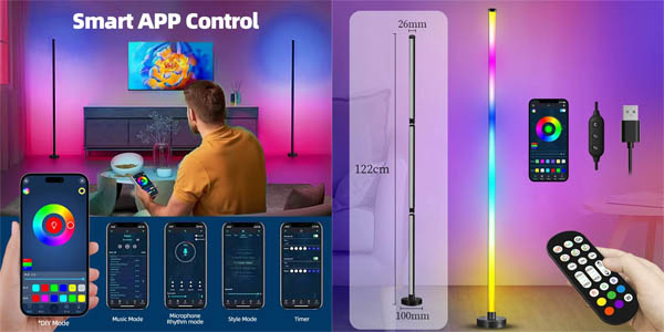 Lámpara de pie LED RGB con control por app