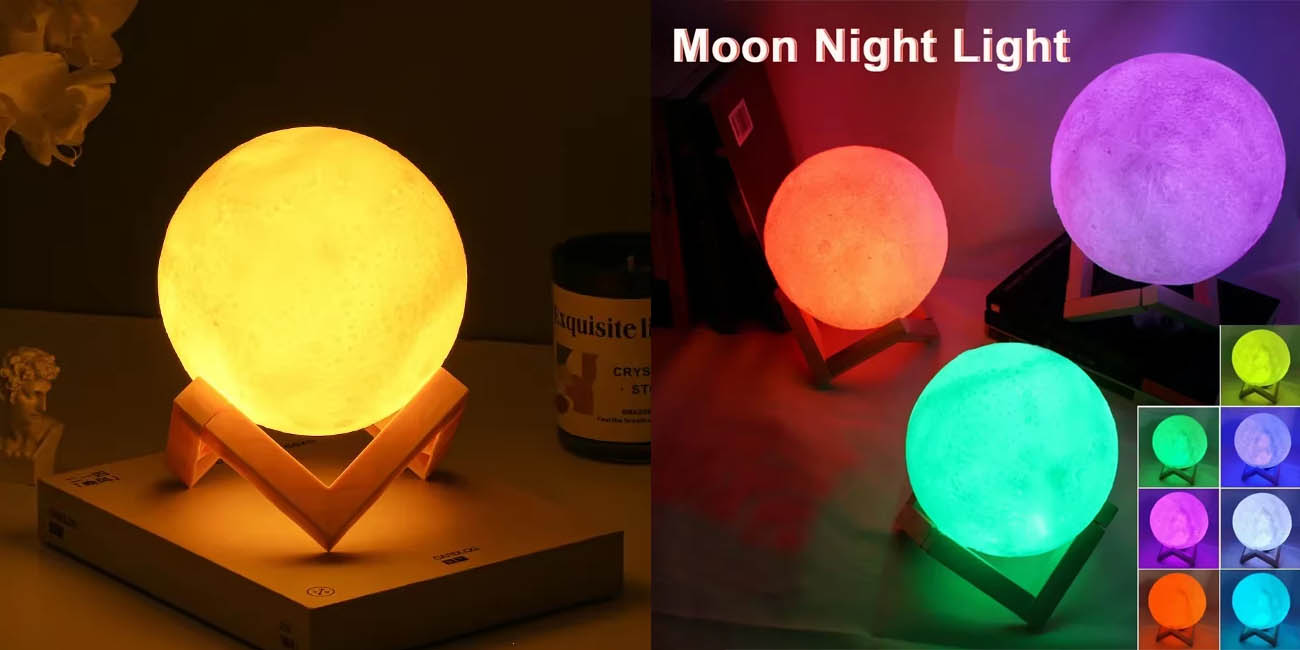 Lámpara LED 3D Luna con soporte