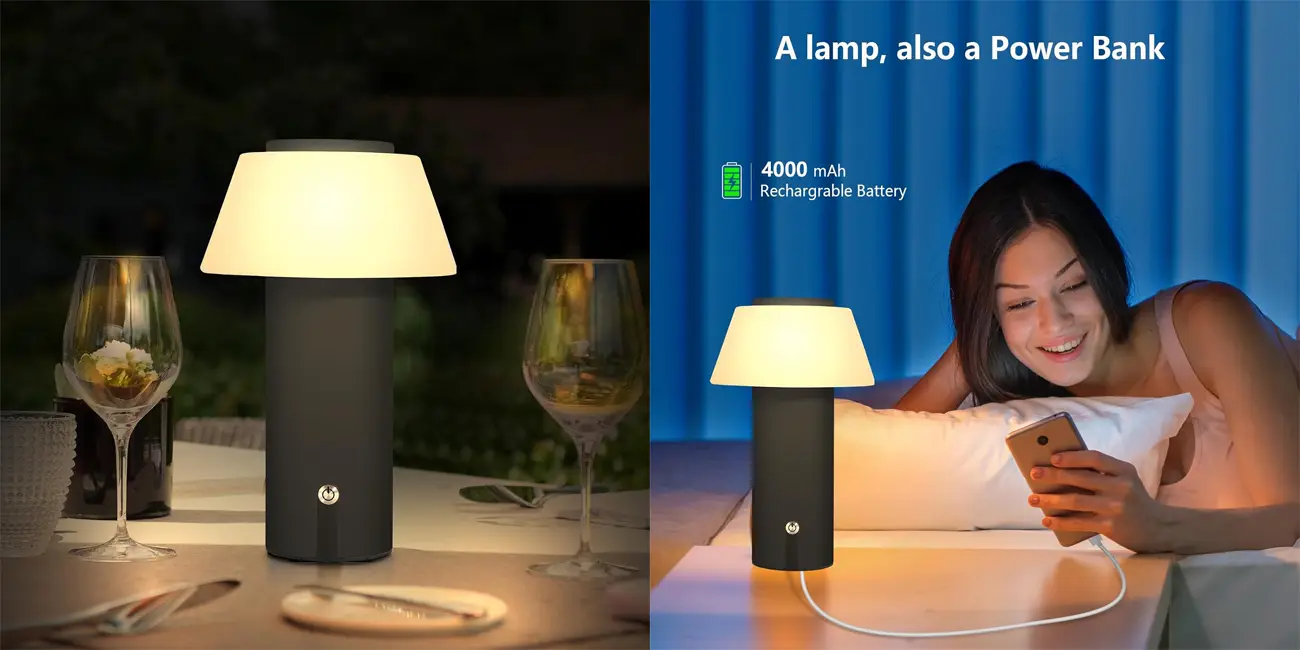 Lámpara de mesa Ecvivk recargable