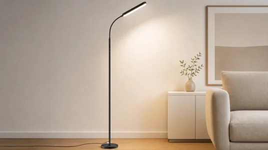 Lámpara de pie LED OUTON regulable con mando y control táctil