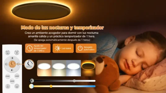 Lámpara de techo Slochi 24W regulable con mando a distancia, 2800 lúmenes