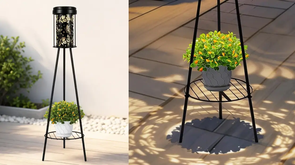 Lámpara solar exterior Auting con diseño de mariposa y soporte para plantas, resistente al agua IP65