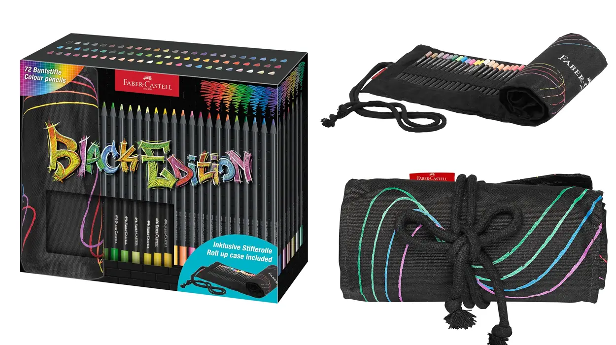 72 lápices de colores Faber-Castell Black Edition en estuche enrollable baratos