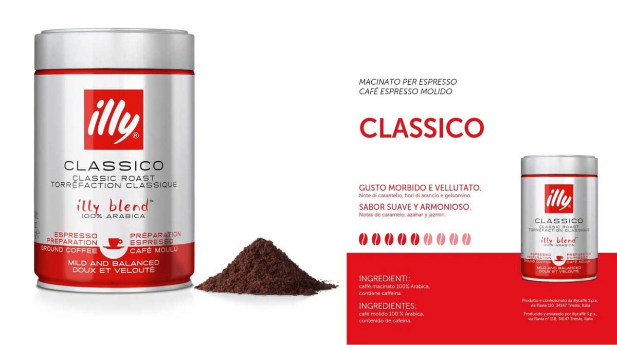 Café molido illy Tueste Clásico 100% Arábica en lata de 250 g