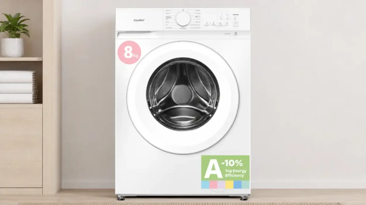 Lavadora Comfee' CF08EWP05W de 8 kg con vapor y lavado rápido