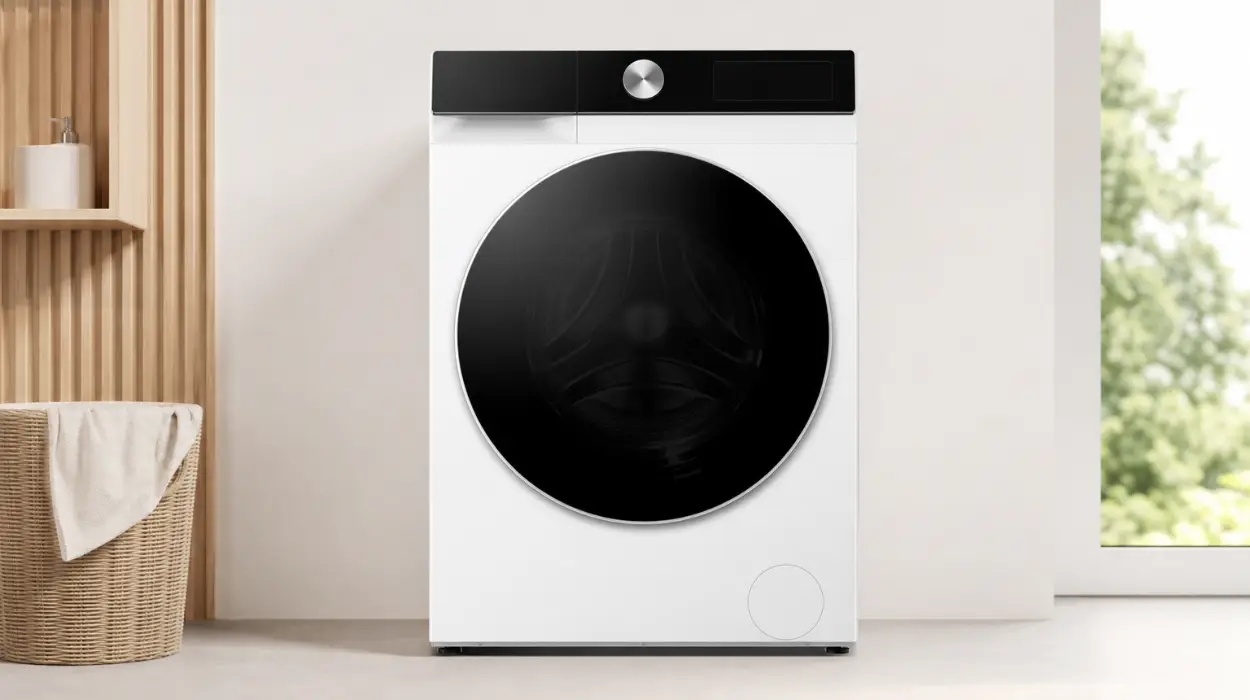 Lavadora Hisense de 9 kg con puerta de cristal y fondo reducido