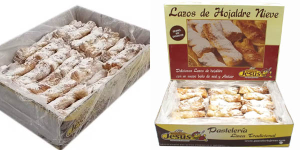 Caja de lazos de hojaldre bañados en miel