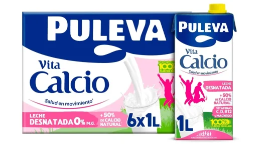 Leche desnatada Puleva Calcio, ideal para una dieta equilibrada, en pack de 6 x 1 litro