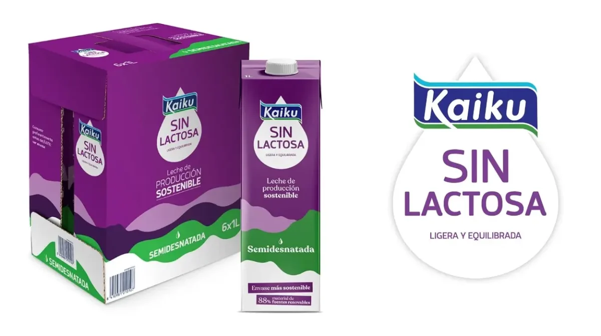 Pack x6 Briks leche semidesnatada Kaiku sin lactosa con vitaminas A, D y E de 1 L