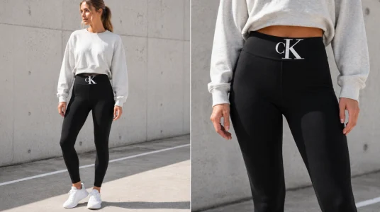 Leggings Calvin Klein High-Waist Monogram para mujer en negro