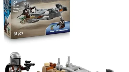 LEGO Star Wars: Moto Speeder del Mandaloriano y Grogu. Incluye minifigura de Din Djarin con bláster