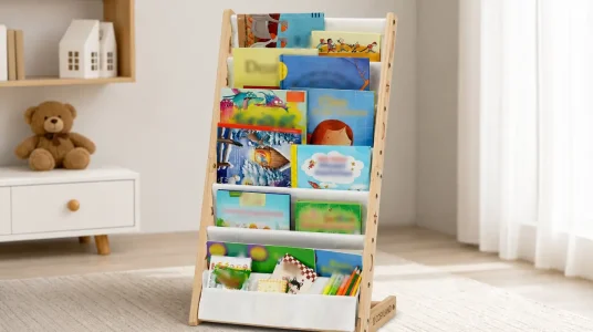 Librería infantil de 7 niveles Cosyland, organizador de libros para niños, ideal para dormitorios y salas de juego