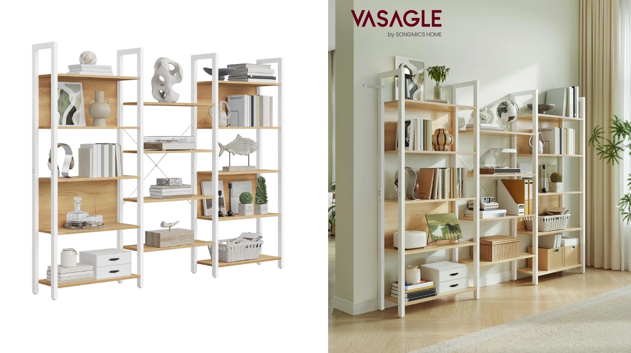 libreria-vasagle-14-estantes-metal-montaje-sencillo