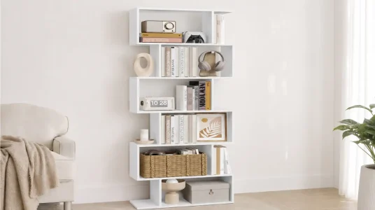 Librería de 6 niveles VASAGLE blanca, para salón u oficina