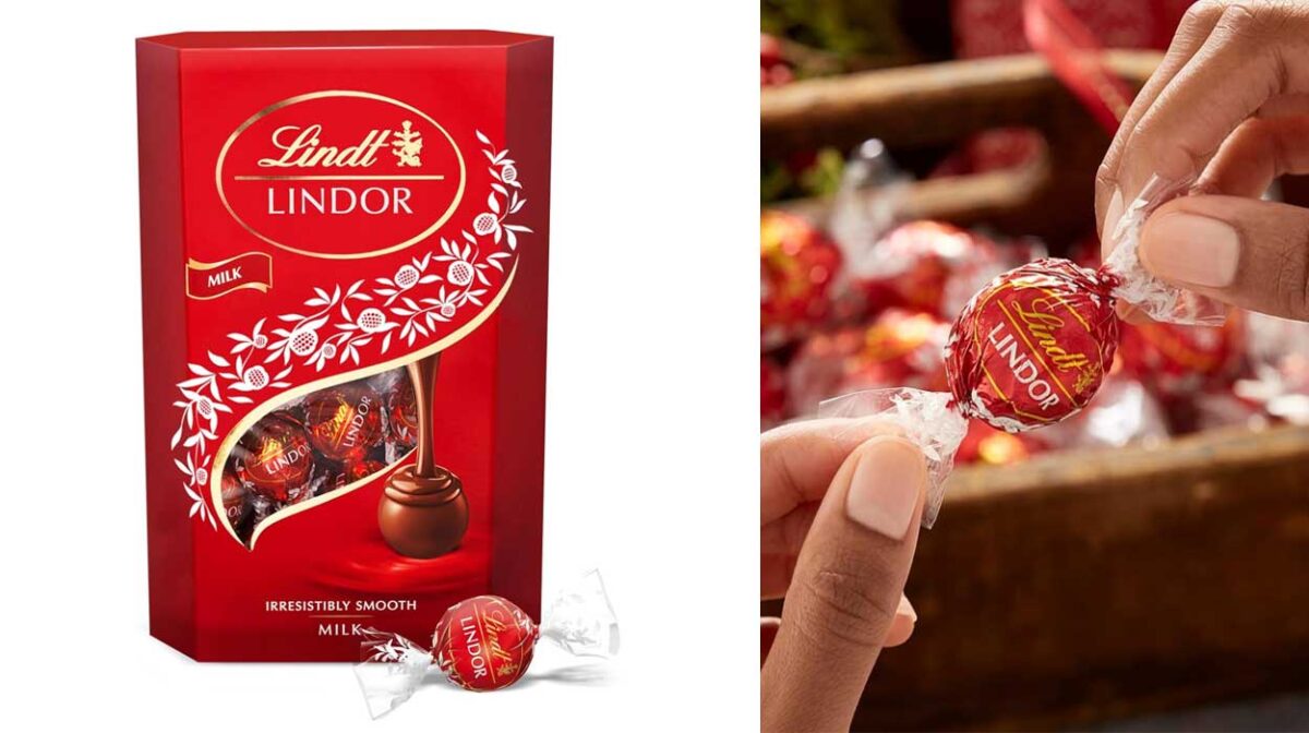 Caja de bombones Lindt LINDOR de chocolate con leche de 337 gramos