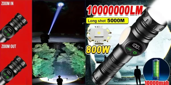 Linterna LED táctica de alta potencia recargable