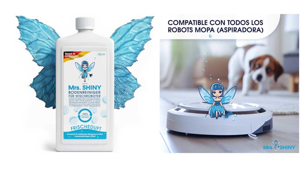 Líquido limpiador Mrs. Shiny de 750 ml para robots friegasuelos