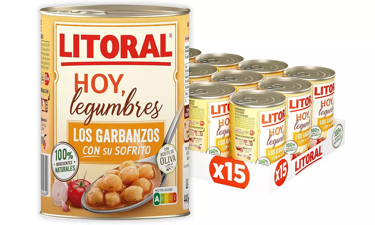 Pack 15x botes Litoral Hoy Legumbres Garbanzos con su sofrito de 440g barato en Amazon