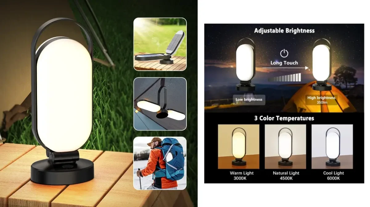 Luz de camping Hapfish recargable y solar