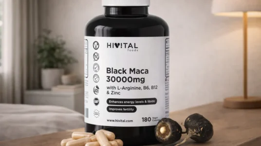 Bote de 180 cápsulas de Maca Negra Vegana Hivital