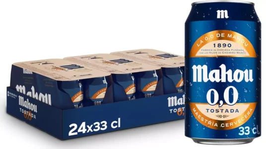 Mahou 0,0 Tostada, Pack de 24 Latas x 33 cl