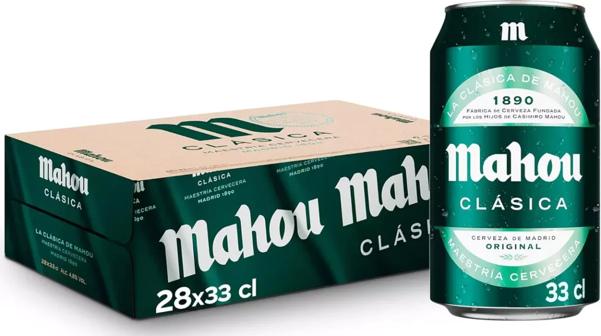 Pack de 28 latas de cerveza Mahou Clásica de 33 cl