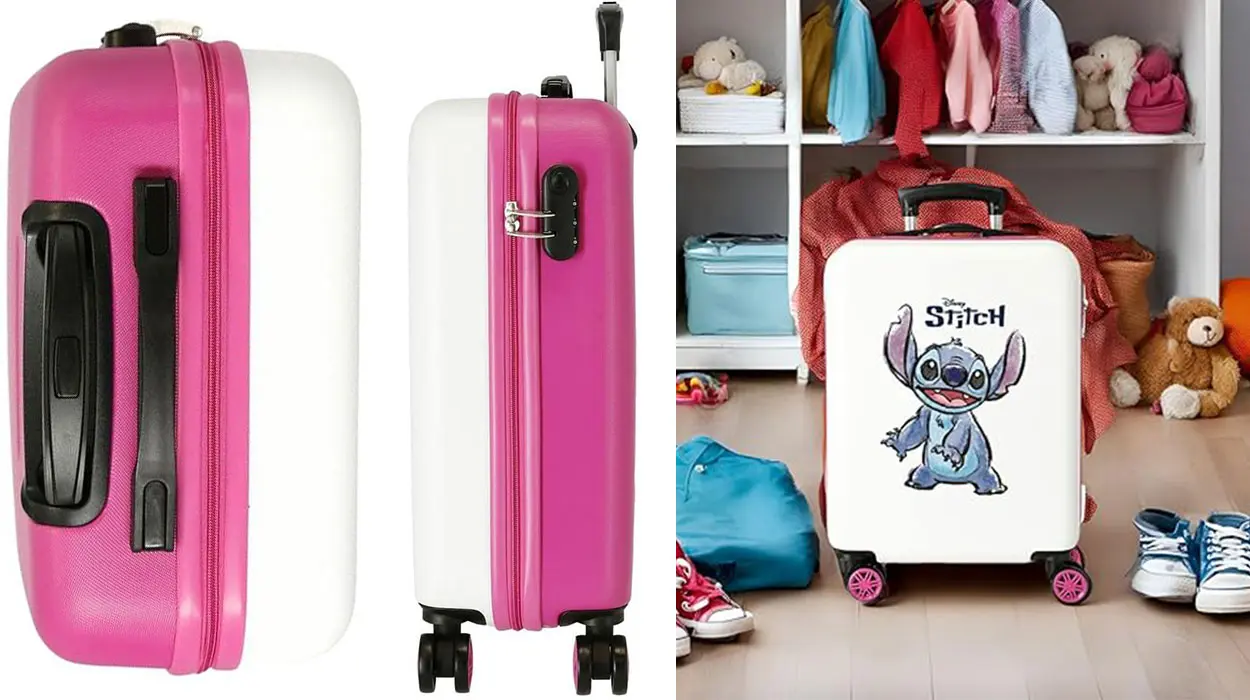 Maleta de cabina rígida Disney Stitch de 4 ruedas y 35 litros barata